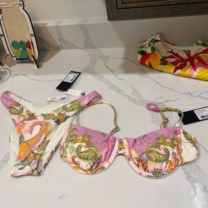 ANTONIO MELANI Pink and Green Paisley Bikini